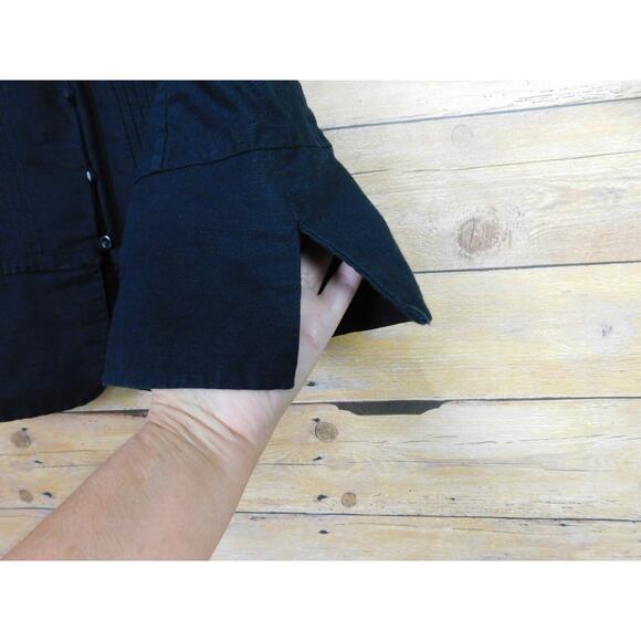 Geoffrey Beene Sport Shirt 12 Large Black Button Down V-Neck Sleeveless Linen - Picture 3 of 6